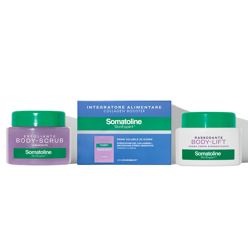 Body-Scrub Luminosità + Collagen Booster + Body-Lift Crema Corpo Ridensificante
